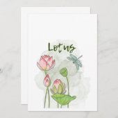 水彩手蓮絵を描花咲き 招待状 (正面/裏面)