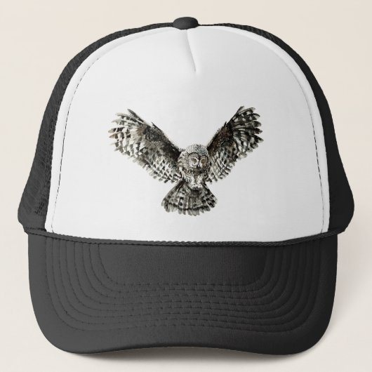 水彩打つフクロウ鳥の水彩画自然 キャップ (正面)