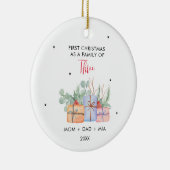 水彩抱き枕と3つの最初の家族 セラミックオーナメント (右)