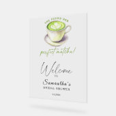 水彩抹茶ブライダルシャワーへようこそ アクリルサイン (傾斜)