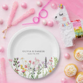 水彩押しワイルドフラワー結婚ズ ペーパープレート (パーティー)