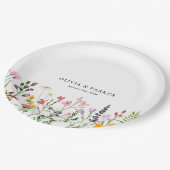 水彩押しワイルドフラワー結婚ズ ペーパープレート (アングル)