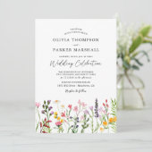 水彩押しワイルドフラワー結婚式招待状 招待状 (スタンド正面)