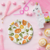 水彩押し潰し、かぼちゃとのパタ葉ーン ペーパープレート (パーティー)