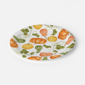 水彩押し潰し、かぼちゃとのパタ葉ーン ペーパープレート (アングル)