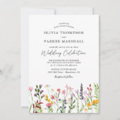 水彩押し花ウェディング招待状 招待状 (正面)