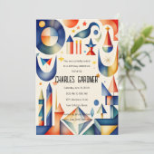 水彩抽象キュビスト誕生日 招待状 (スタンド正面)