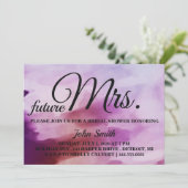 水彩抽象デザインのウェディングシャワーの未来のMrs. 招待状 (スタンド正面)