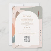 水彩抽象ロマンチックな peachy ゴールドのウェディング 招待状 (裏面)