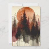 水彩抽象森林 焼きオレンジ色の結婚式 招待状 (裏面)