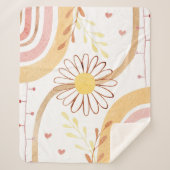 水彩抽象植物花と虹 シェルパブランケット (正面)