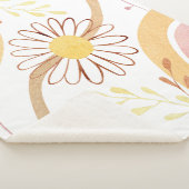 水彩抽象植物花と虹 シェルパブランケット (3/4)