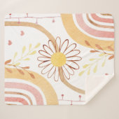 水彩抽象植物花と虹 シェルパブランケット (正面(横))