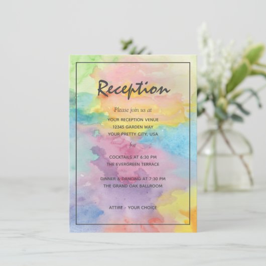 水彩抽象的な色鮮やかで幻想的な受付エリア エンクロージャーカード (スタンド正面)