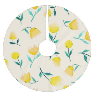 水彩抽象花卉牡丹パターン ブラッシュドポリエステルツリースカート