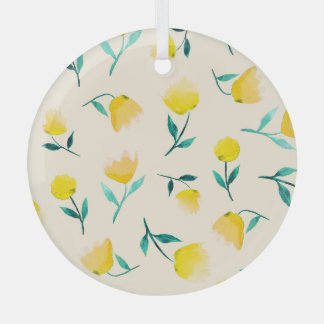 水彩抽象花卉牡丹图案 ガラスオーナメント