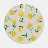 水彩抽象花卉牡丹图案 ガラスオーナメント (裏面)