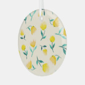 水彩抽象花卉牡丹图案 ガラスオーナメント (正面左)