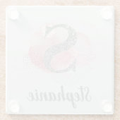 水彩抽象芸術とグリッターレターS ガラスコースター (裏面)