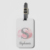 水彩抽象芸術とグリッターレターS ラゲッジタグ (正面縦)