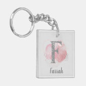 水彩抽象芸術とグリッター文字F キーホルダー (正面左)