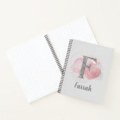 水彩抽象芸術とグリッター文字F ノートブック (内部)