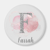 水彩抽象芸術とグリッター文字F マグネット (正面)