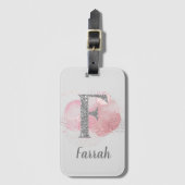 水彩抽象芸術とグリッター文字F ラゲッジタグ (正面縦)