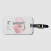 水彩抽象芸術とグリッター文字F ラゲッジタグ (正面横)