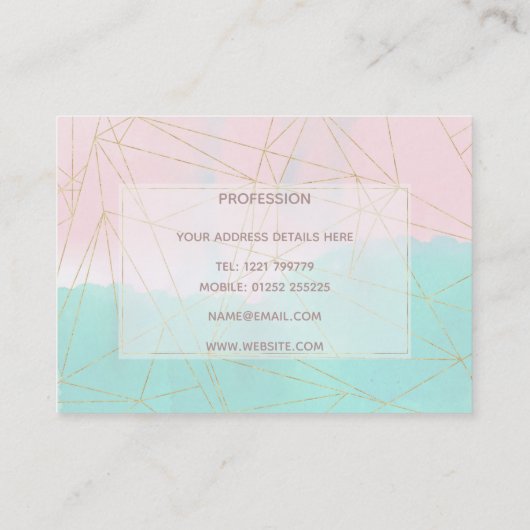 水彩抽象芸術と金の三角デザイン 名刺 (裏面)