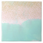 水彩抽象芸術と金色紙吹雪デザイン タイル (正面)