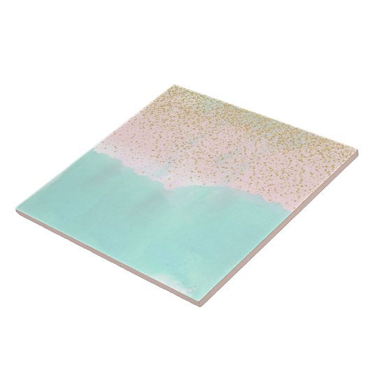 水彩抽象芸術と金色紙吹雪デザイン タイル (側面)