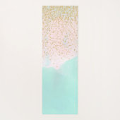 水彩抽象芸術と金色紙吹雪デザイン ヨガマット (裏面)