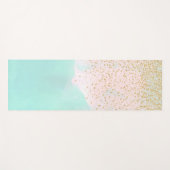 水彩抽象芸術と金色紙吹雪デザイン ヨガマット (正面(横))