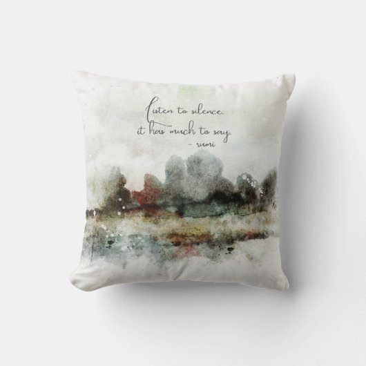 水彩抽象芸術るみ引用文ギフト クッション (正面)