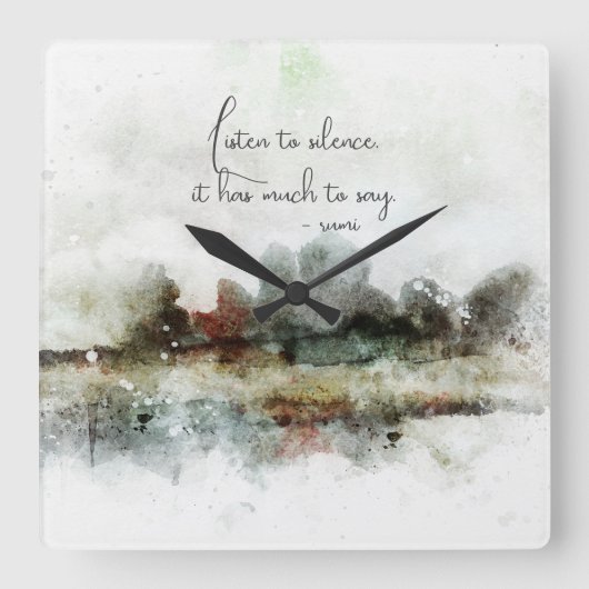 水彩抽象芸術るみ引用文ギフト スクエア壁時計 (正面)