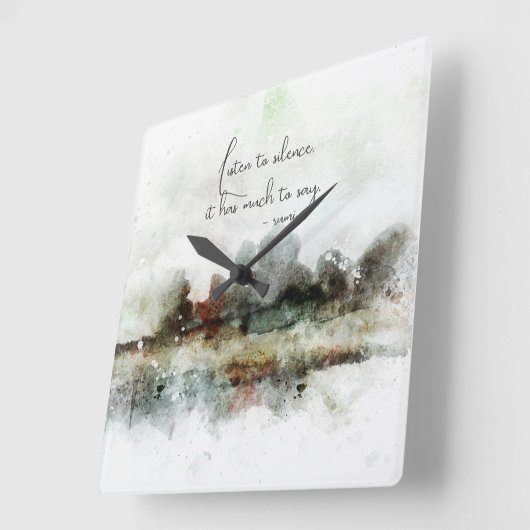 水彩抽象芸術るみ引用文ギフト スクエア壁時計 (傾斜)