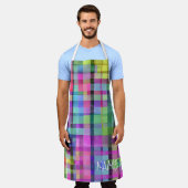 水彩抽象芸術アート名カラフルおもしろい エプロン (着用した状態)