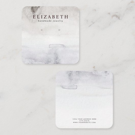水彩抽象芸術イヤリング表示 スクエア名刺 (正面/裏面)