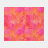 水彩抽象芸術インクアートピンクオレンジ フリースブランケット (正面(横))