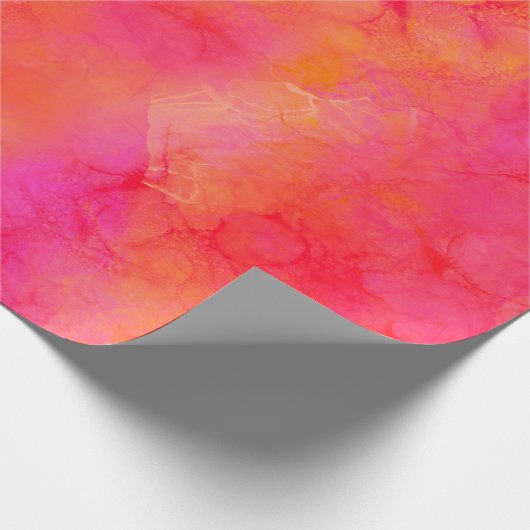 水彩抽象芸術インクアートピンクオレンジ ラッピングペーパー (角)