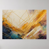 水彩抽象芸術オーガニック幾何学的金ゴールド ポスター (正面)