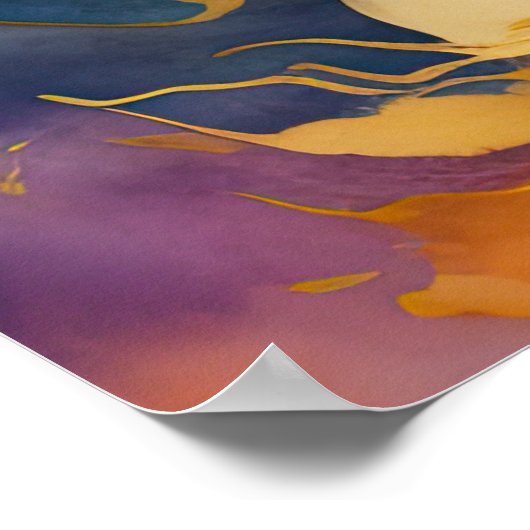 水彩抽象芸術オーガニック金ゴールド ポスター (角)