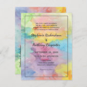 水彩抽象芸術カラフルお洒落おもしろい結婚の インビテーションポストカード (正面/裏面)