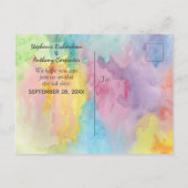 水彩抽象芸術カラフルお洒落おもしろい結婚の インビテーションポストカード (裏面)
