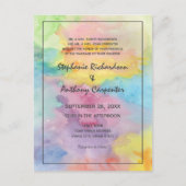 水彩抽象芸術カラフルお洒落おもしろい結婚の インビテーションポストカード (正面)