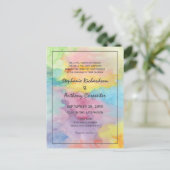 水彩抽象芸術カラフルお洒落おもしろい結婚の インビテーションポストカード (スタンド正面)