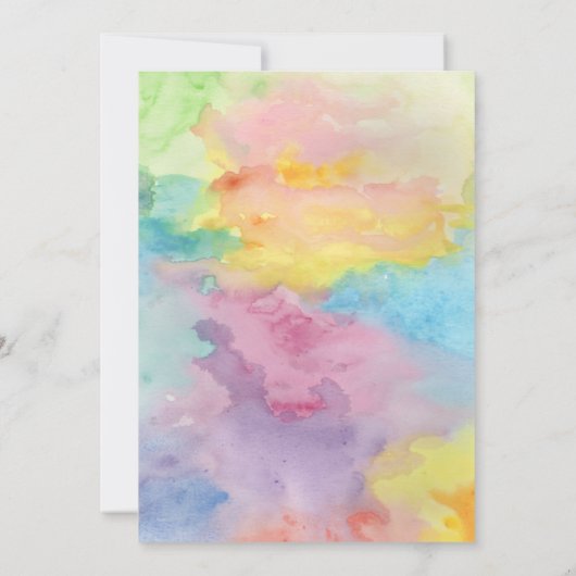 水彩抽象芸術カラフルお洒落おもしろい結婚の 招待状 (裏面)