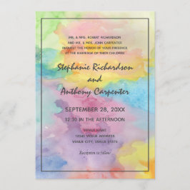 水彩抽象芸術カラフルお洒落おもしろい結婚の 招待状