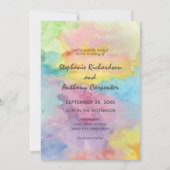 水彩抽象芸術カラフルお洒落おもしろい結婚の 招待状 (正面)
